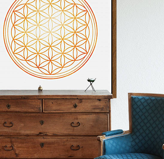Sacral Orange Watercolor Flower of Life by Leah McPhail