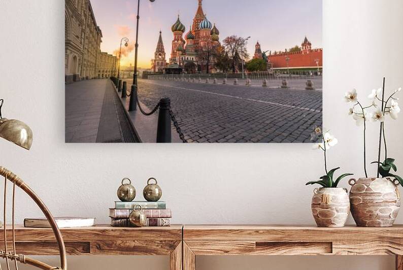 Saint Basils Cathedral in Red Square at sunrise. Moscow Russia. by Maksim Zabarovskii