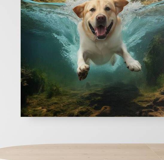 un labrador retriever enthousiaste plonge  by addilah