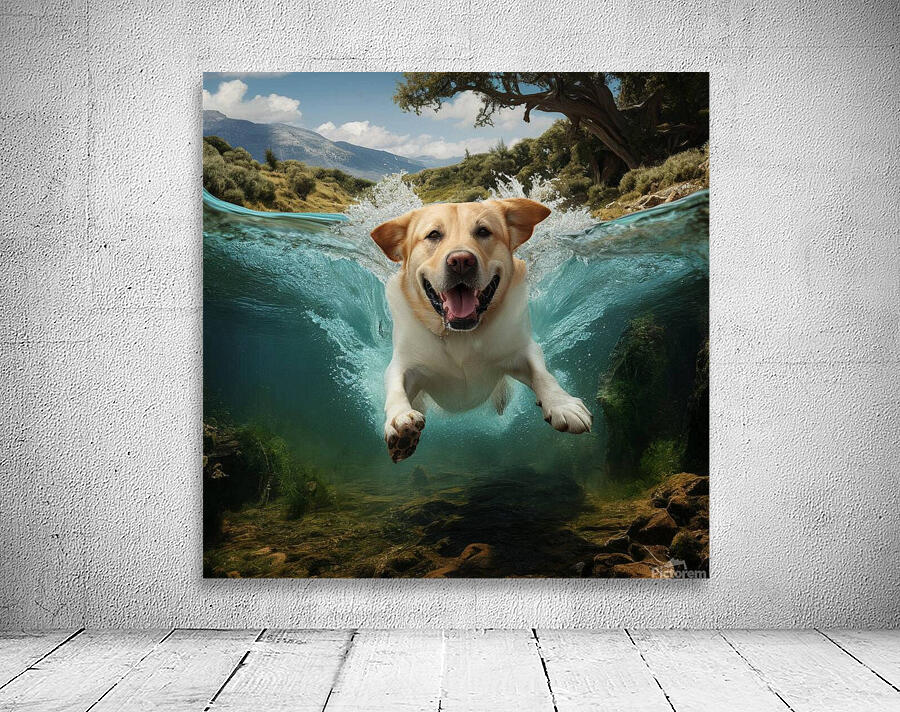 un labrador retriever enthousiaste plonge  Wall Preview
