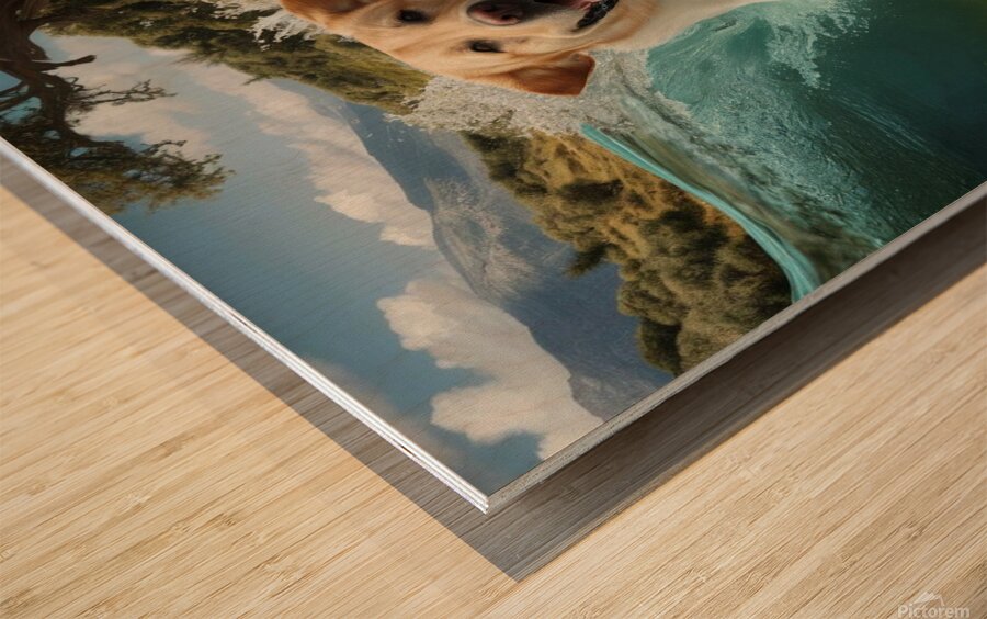 un labrador retriever enthousiaste plonge  Wood print