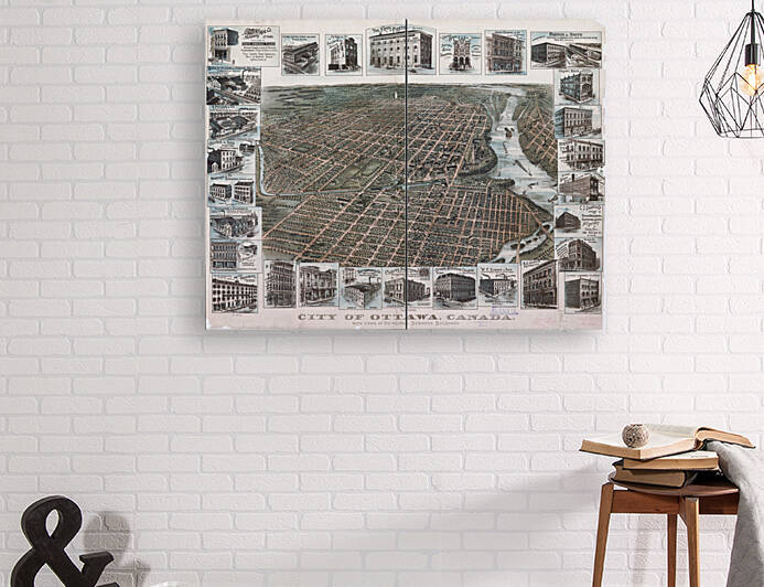 City of Ottawa Ontario Canada Vintage Map circa est. 1895 by Canadian Retro
