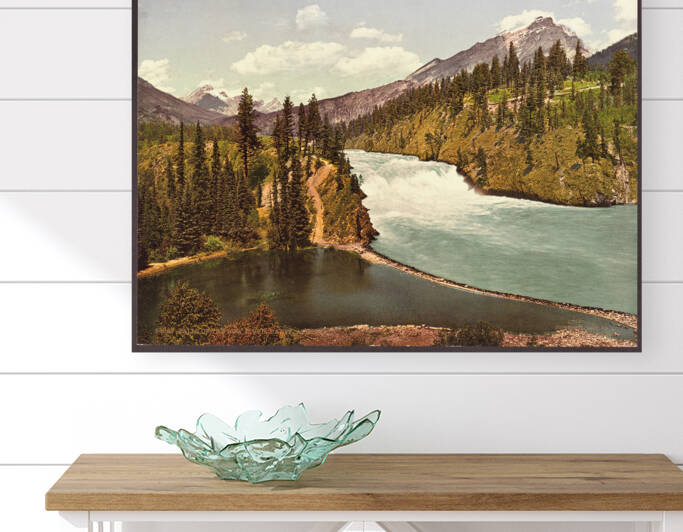 Falls of the Bow River circa 1902 by Canadian Retro