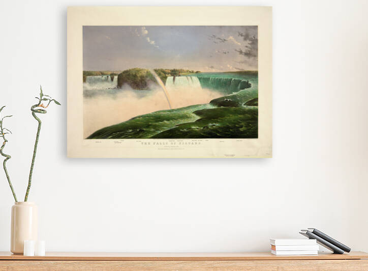 Niagara Falls Ontario Canada Vintage Painting circa 1868 by Canadian Retro