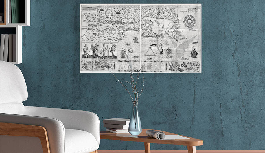New France Map -  Mr de Champlain - Modern Day Quebec - circa 1612 by Canadian Retro