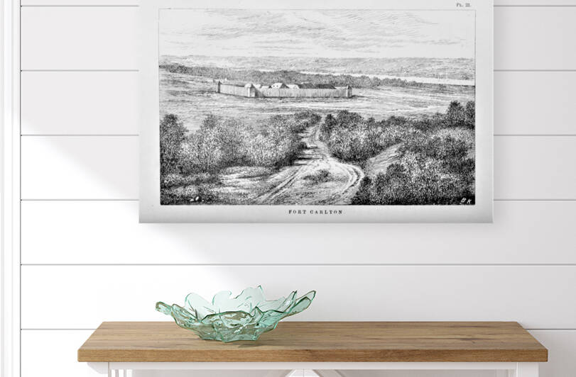 Fort Carlton Saskatchewan Canada - Duck Lake - Vintage Drawing - circa 1873 by Canadian Retro