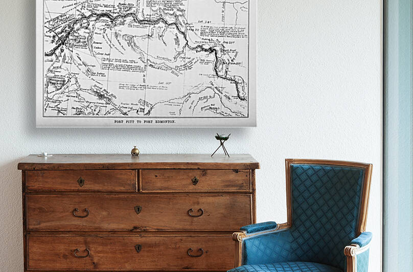 Fort Edmonton Alberta Canada - Present Day Location - Vintage River Map - circa 1873 by Canadian Retro