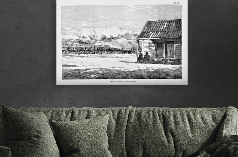 Jasper National Park Alberta Canada - Jasper House Closeup - Vintage Drawing - circa 1873 by Canadian Retro
