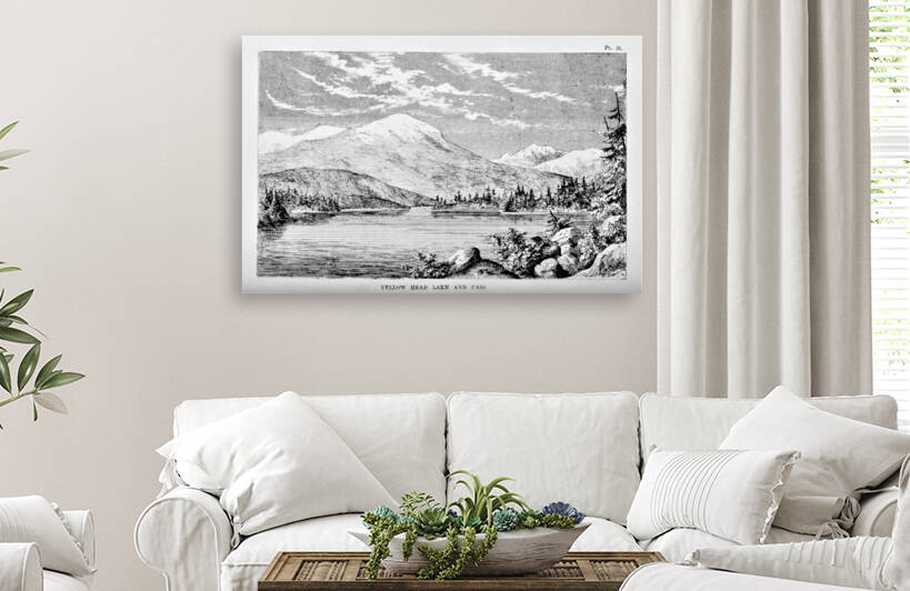 Yellowhead Lake British Columbia Canada - Mount Robson Provincial Park - Vintage Drawing - circa 1873 by Canadian Retro