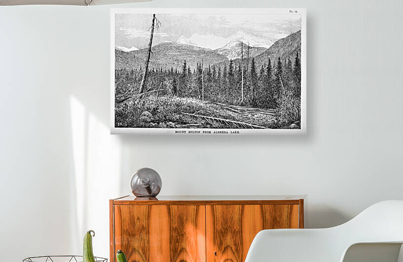 Mount Milton British Columbia Canada - Albreda Lake - Vintage Drawing - circa 1873 by Canadian Retro