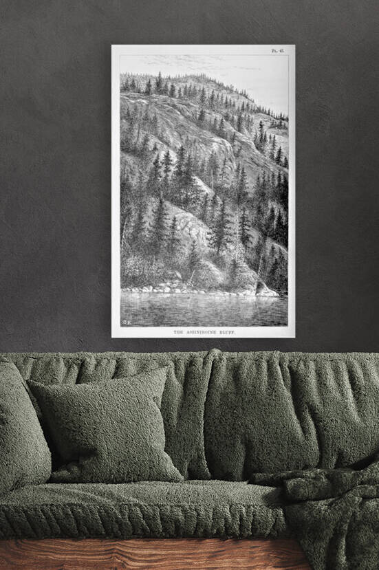 The Assiniboine Bluff British Columbia Canada - North Thompson River - Vintage Drawing - circa 1873 by Canadian Retro