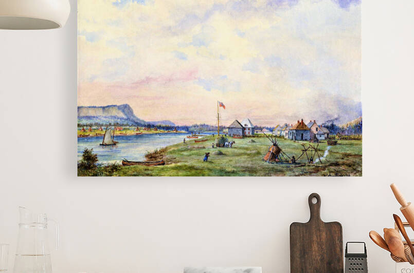 Hudson Bay Post - Fort William Ontario - Thunder Bay - Vintage Painting - circa 1912 by Canadian Retro