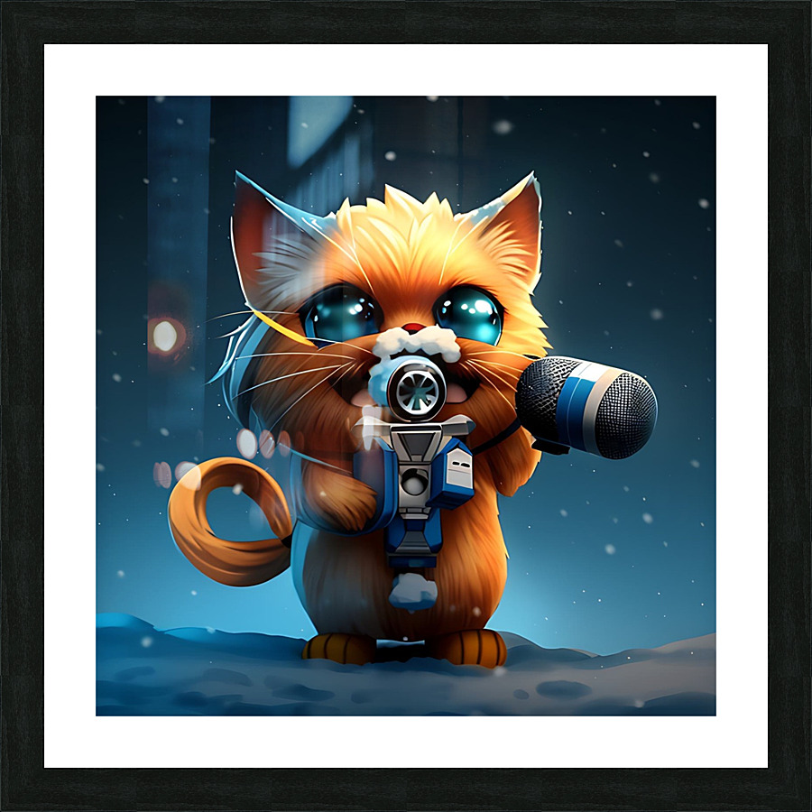 singing cat painting Picture Frame print