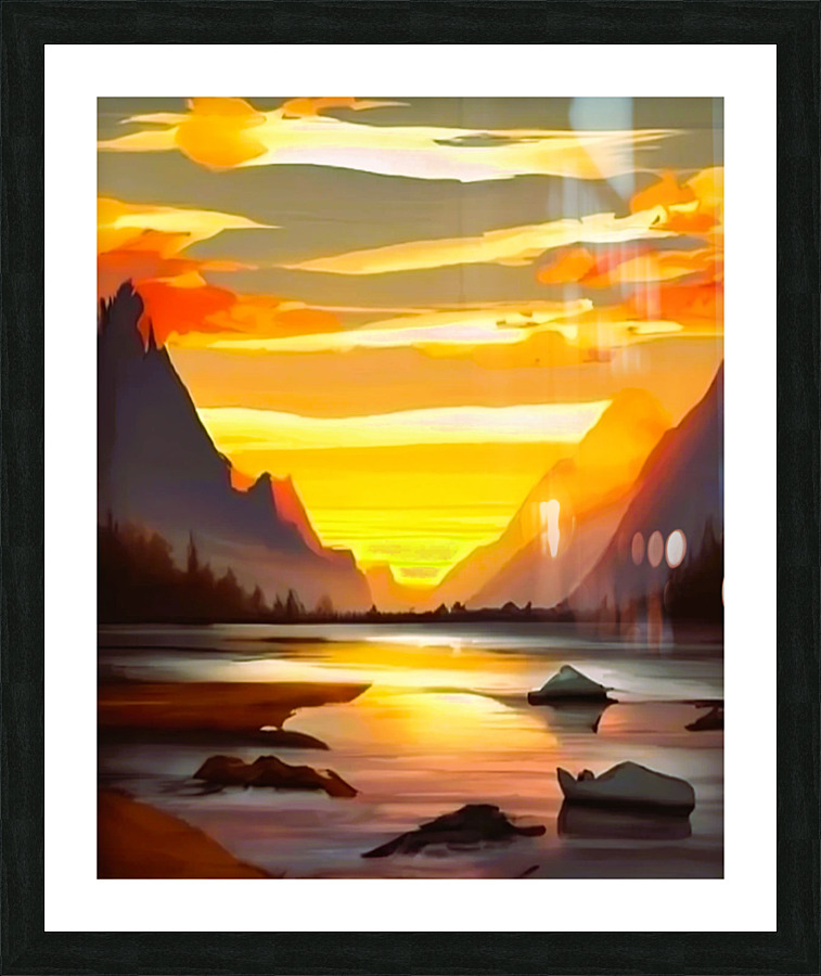 sunset painting Picture Frame print