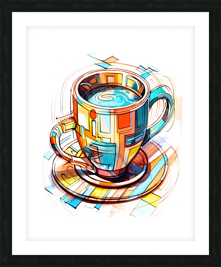 Modern coffee cup drawing Picture Frame print