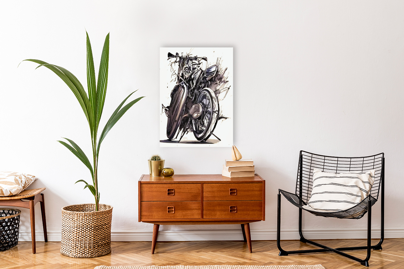 Motorcycle Print Poster Reproduction