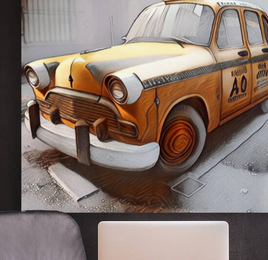 Taxi car Poster in New york paint  by Aroness