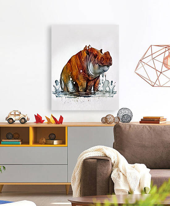 hippos african animal painting by Aroness