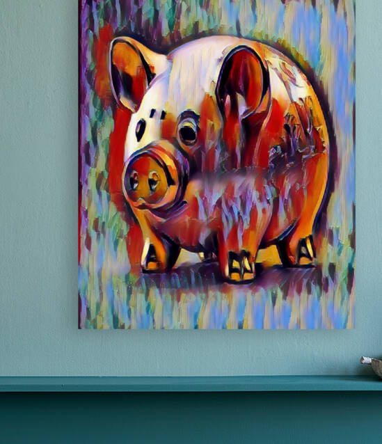 funny pig modern painting by Aroness