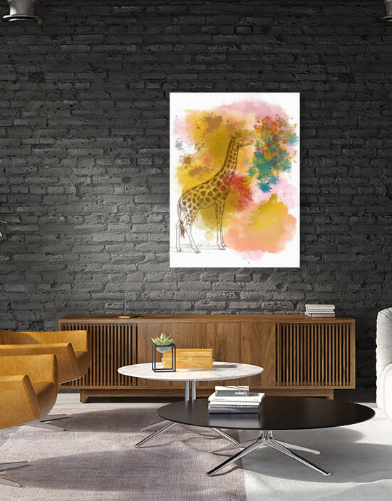 giraffe painting on canvas and metal by Aroness