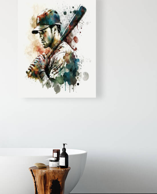 modern baseball player painting printed on canvas by Aroness