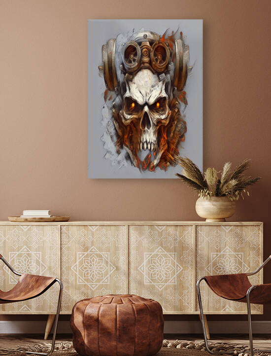 modern skull painting helfest rock by Aroness