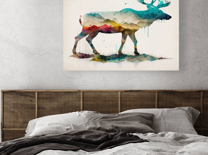 modern moose painting to decorate my living room by Aroness