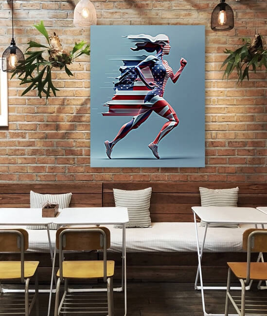 modern painting of a woman doing sports by Aroness