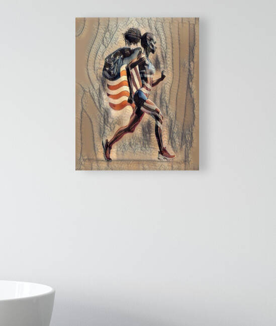 painting of woman doing athletics by Aroness
