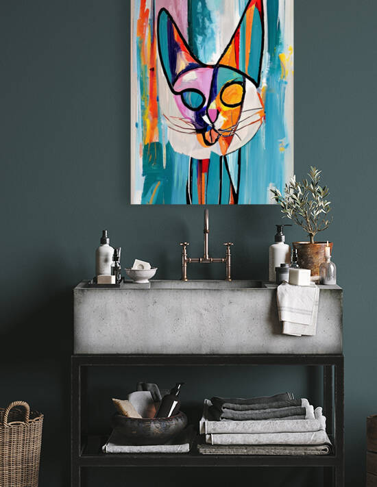 modern cat painting for wall decor by Aroness
