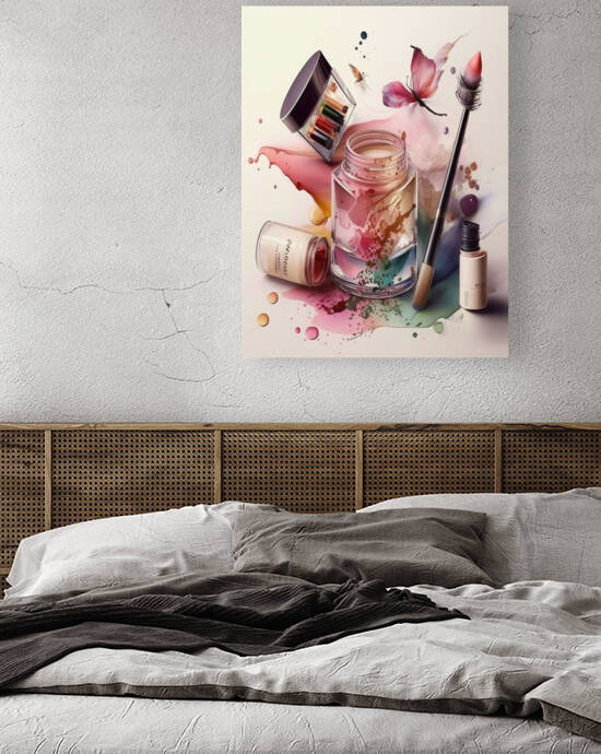 Modern canvas painting with beauty products by Aroness
