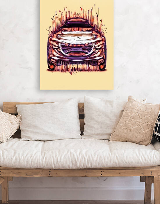 Car Painting on Canvas and Wood by Aroness