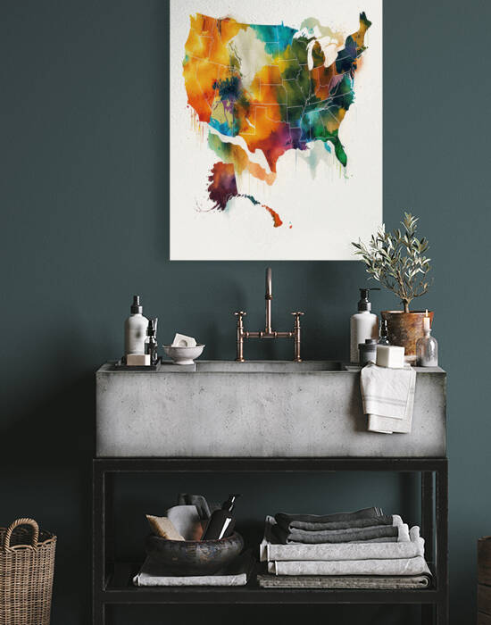 USA map painting on canvas by Aroness