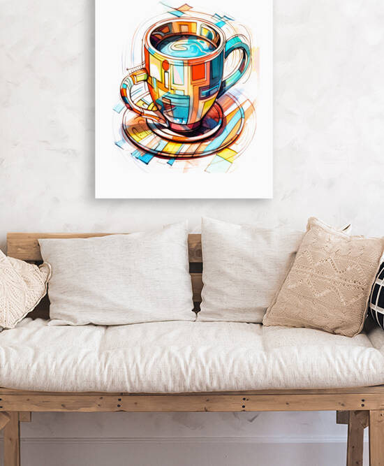 Modern coffee cup drawing Reproduction