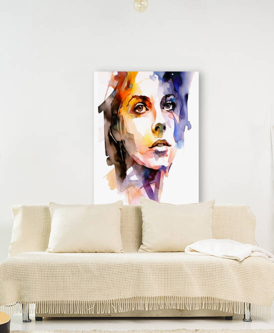 Beautiful Modern Woman Portrait Water Painting aroness decoration  by Aroness