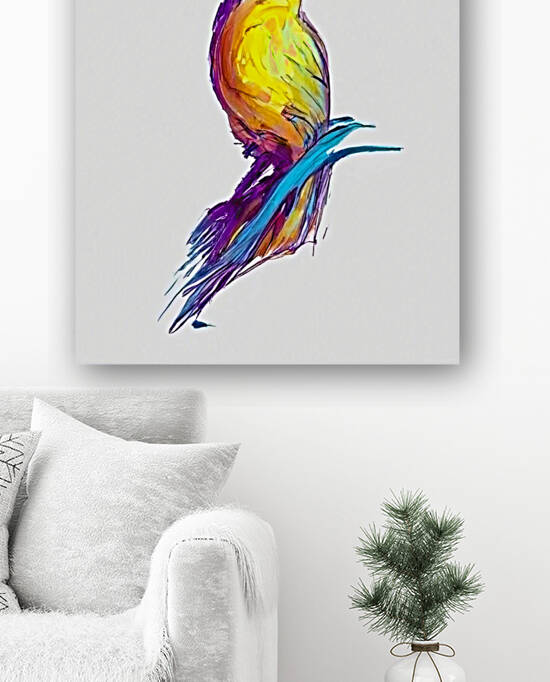 Bird on a Branch Modern Wall Art by Aroness