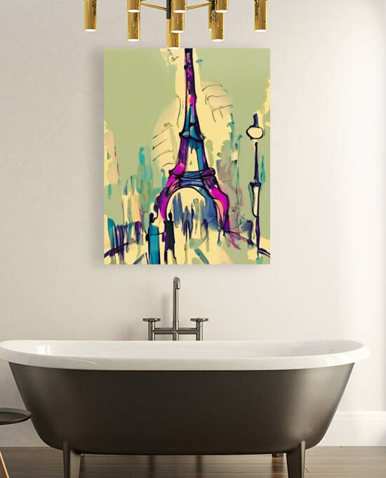 Modern painting of the Eiffel Tower Paris France. by Aroness