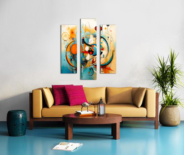Tableau Abstrait Sur Toile Prêt à Accrocher - 160 Cm, Numéro 5596, Marque Visario - Impression Numérique, Livraison Immédiate