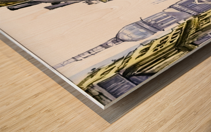 Modern painting for living room My city that I lo Wood print