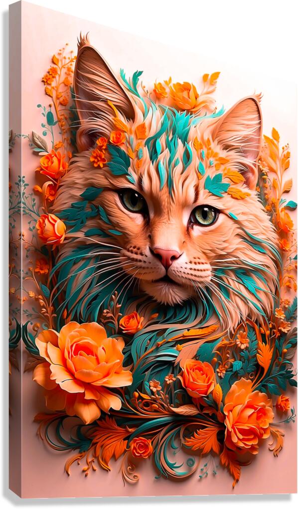 cat painted with beautiful attractive colors Canvas Print