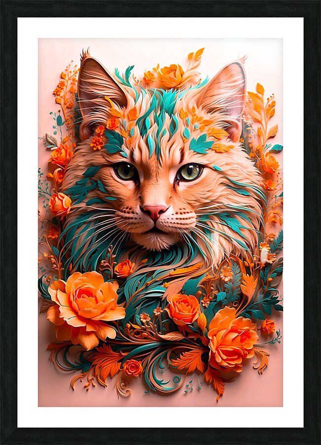 cat painted with beautiful attractive colors Picture Frame print