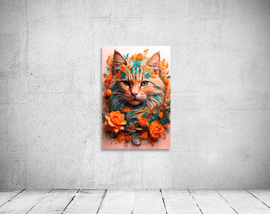 cat painted with beautiful attractive colors Wall Preview
