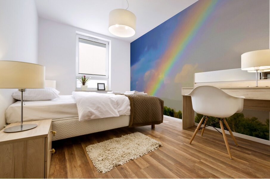 BOAT UNDER RAINBOW Mural print