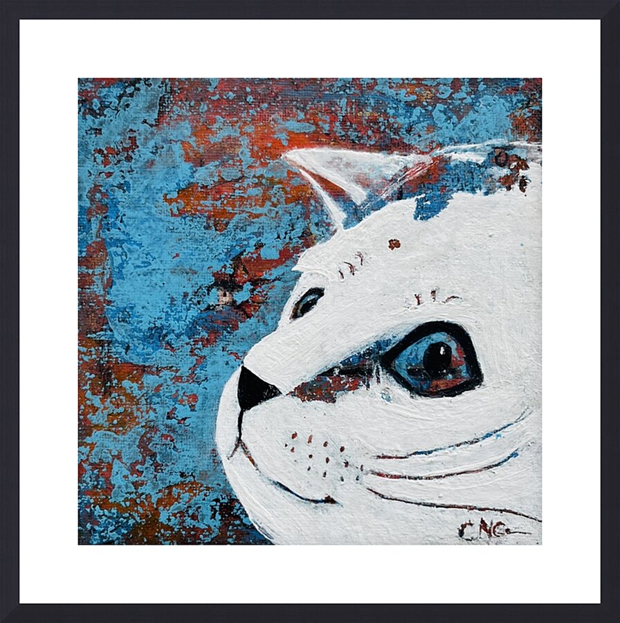 Blue kitty  Picture Frame print