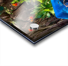 Blue  Green Boat Reflection with Flowers Impression Acrylique