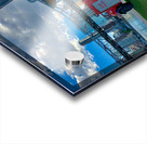 Red Trucks in Front of the Bridge Impression Acrylique