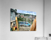 The Blue Bus of the Village Impression acrylique