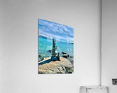 Rock Balancing in Front of the Lake Acrylic Print