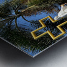 Mary’s Statue in front of the Cross Metal print