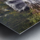 Waterfall and Red Flowers Metal print